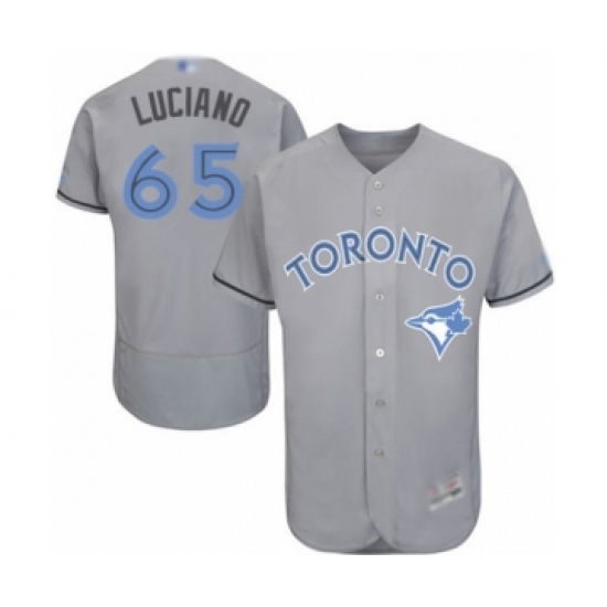 Men's Toronto Blue Jays 65 Elvis Luciano Authentic Gray 2016 Father's Day Fashion Flex Base Baseball Player Jersey