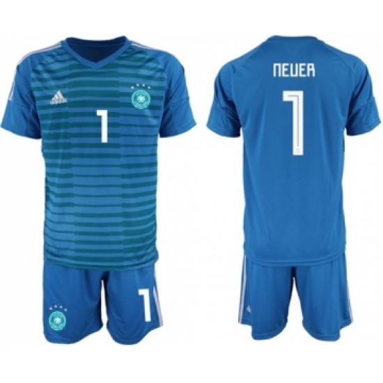 Germany 1 Neuer Blue Goalkeeper Soccer Country Jersey
