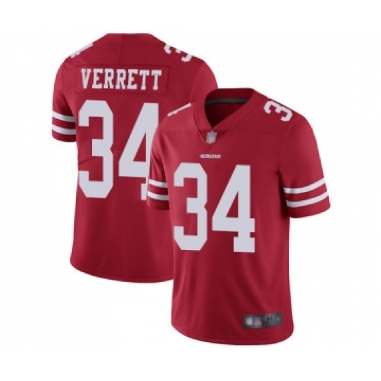 Men's San Francisco 49ers 34 Jason Verrett Red Team Color Vapor Untouchable Limited Player Football Jersey