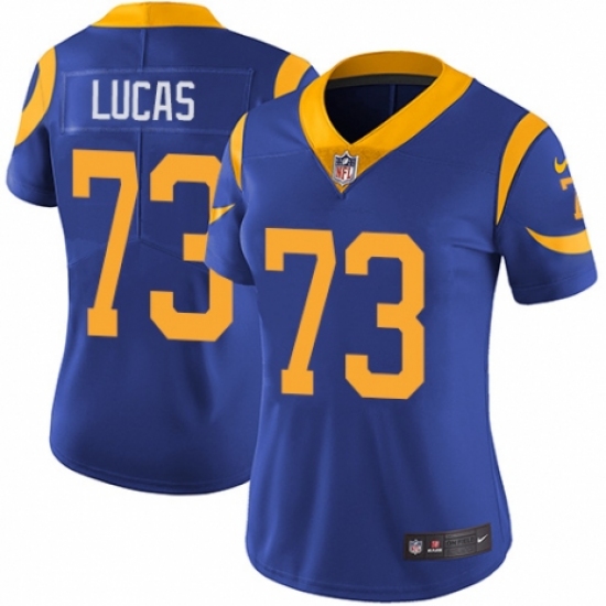 Women's Nike Los Angeles Rams 73 Cornelius Lucas Royal Blue Alternate Vapor Untouchable Elite Player NFL Jersey