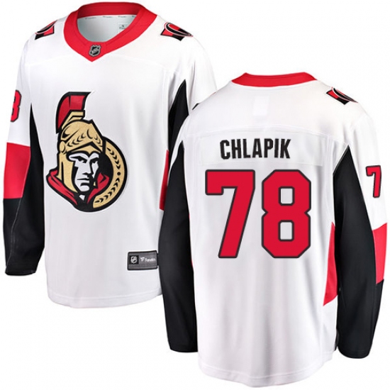 Youth Ottawa Senators 78 Filip Chlapik Fanatics Branded White Away Breakaway NHL Jersey