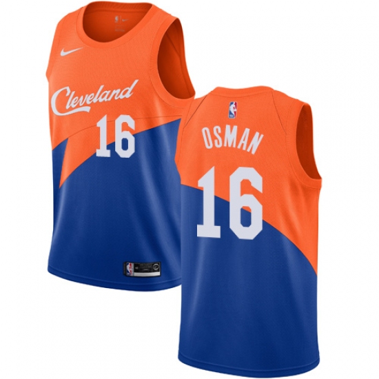 Men's Nike Cleveland Cavaliers 16 Cedi Osman Swingman Blue NBA Jersey - City Edition