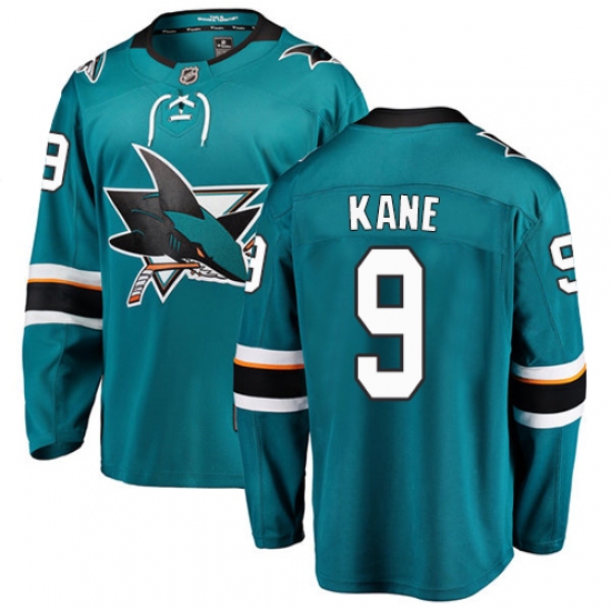 Men's San Jose Sharks 9 Evander Kane Fanatics Branded Teal Green Home Breakaway NHL Jersey