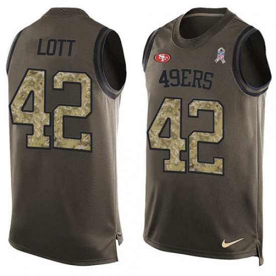 Men's Nike San Francisco 49ers 42 Ronnie Lott Limited Green Salute to Service Tank Top NFL Jersey