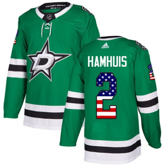 Men's Adidas Dallas Stars 2 Dan Hamhuis Authentic Green USA Flag Fashion NHL Jersey