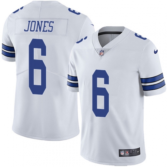 Men's Nike Dallas Cowboys 6 Chris Jones White Vapor Untouchable Limited Player NFL Jersey