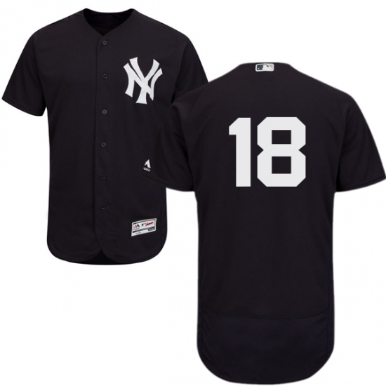 Men's Majestic New York Yankees 18 Johnny Damon Navy Blue Alternate Flex Base Authentic Collection MLB Jersey