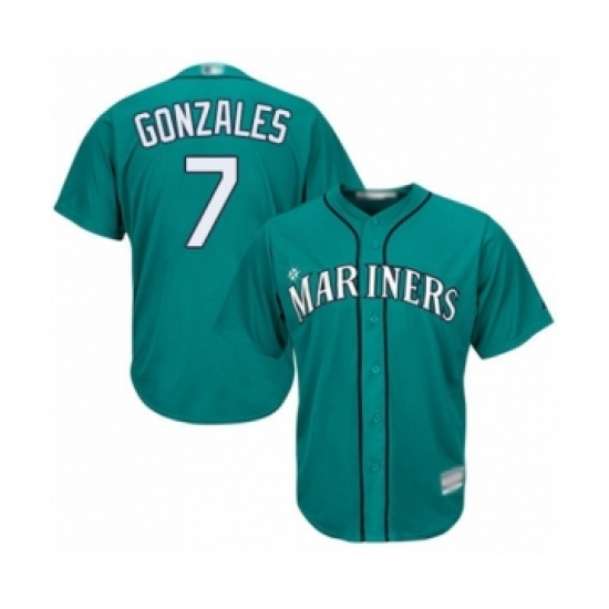 Youth Seattle Mariners 7 Marco Gonzales Authentic Teal Green Alternate Cool Base Baseball Player Jersey