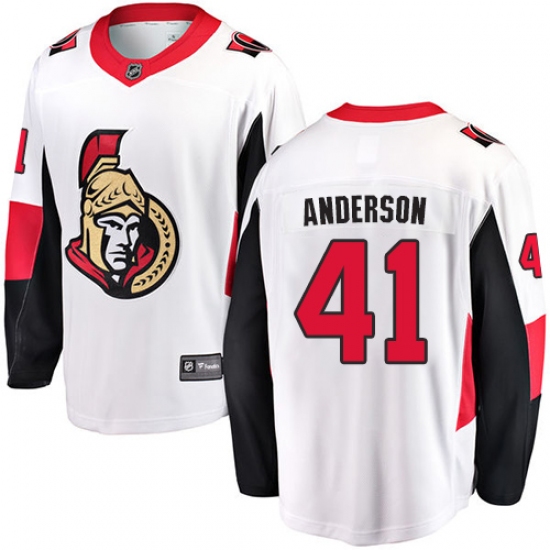 Men's Ottawa Senators 41 Craig Anderson Fanatics Branded White Away Breakaway NHL Jersey
