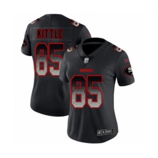 Women's San Francisco 49ers 85 George Kittle Limited Black Smoke Fashion Football Jersey