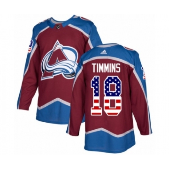 Men's Adidas Colorado Avalanche 18 Conor Timmins Authentic Burgundy Red USA Flag Fashion NHL Jersey - Click Image to Close