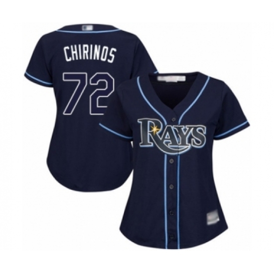 Women's Tampa Bay Rays 72 Yonny Chirinos Authentic Navy Blue Alternate Cool Base Baseball Player Jersey