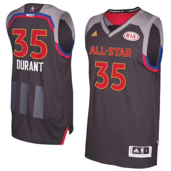 Men's Adidas Golden State Warriors 35 Kevin Durant Authentic Charcoal 2017 All Star NBA Jersey