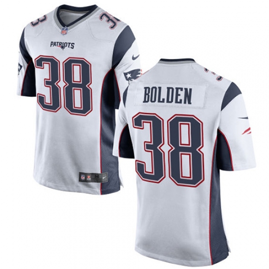 Men's Nike New England Patriots 38 Brandon Bolden Game White NFL Jersey