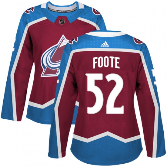 Women's Adidas Colorado Avalanche 52 Adam Foote Authentic Burgundy Red Home NHL Jersey