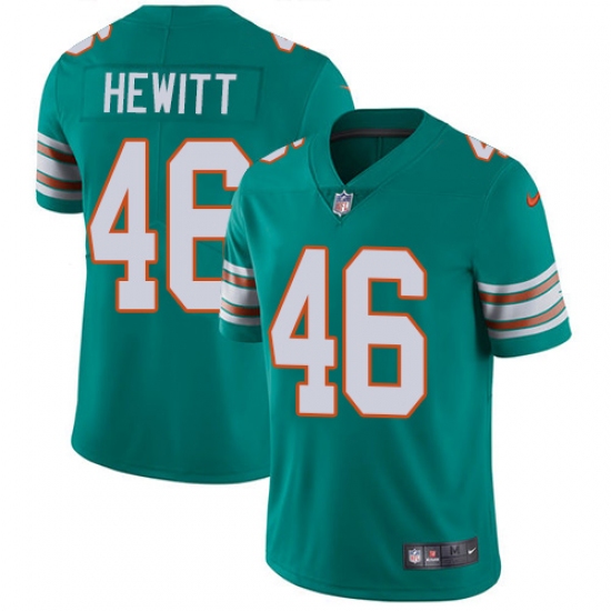 Men's Nike Miami Dolphins 46 Neville Hewitt Aqua Green Alternate Vapor Untouchable Limited Player NFL Jersey
