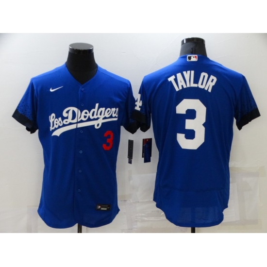 Men's Los Angeles Dodgers 3 Chris Taylor Blue Elite City Player Jersey