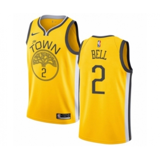 Men's Nike Golden State Warriors 2 Jordan Bell Yellow Swingman Jersey - Earned Edition