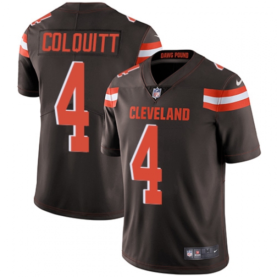 Men's Nike Cleveland Browns 4 Britton Colquitt Brown Team Color Vapor Untouchable Limited Player NFL Jersey