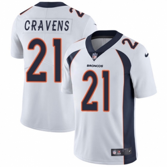 Men's Nike Denver Broncos 21 Su'a Cravens White Vapor Untouchable Limited Player NFL Jersey