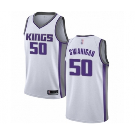 Men's Sacramento Kings 50 Caleb Swanigan Authentic White Basketball Jersey - Association Edition