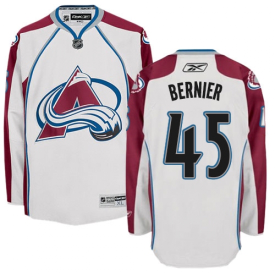 Youth Reebok Colorado Avalanche 45 Jonathan Bernier Authentic White Away NHL Jersey