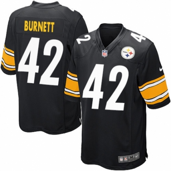 Men's Nike Pittsburgh Steelers 42 Morgan Burnett Game Black Team Color NFL Jersey