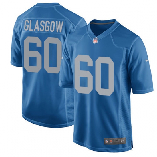 Men's Nike Detroit Lions 60 Graham Glasgow Game Blue Alternate NFL Jersey