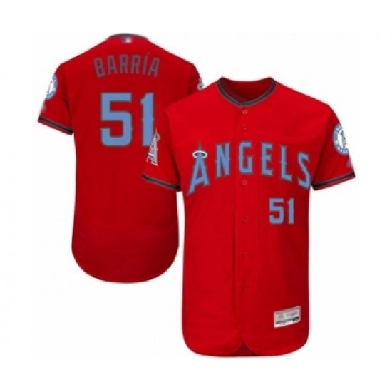Men's Los Angeles Angels of Anaheim 51 Jaime Barria Authentic Red 2016 Father's Day Fashion Flex Base Baseball Player Jersey