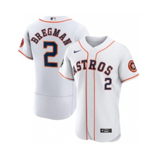 Men's Houston Astros 2 Alex Bregman White 2022 World Series Flex Base Stitched Baseball Jersey