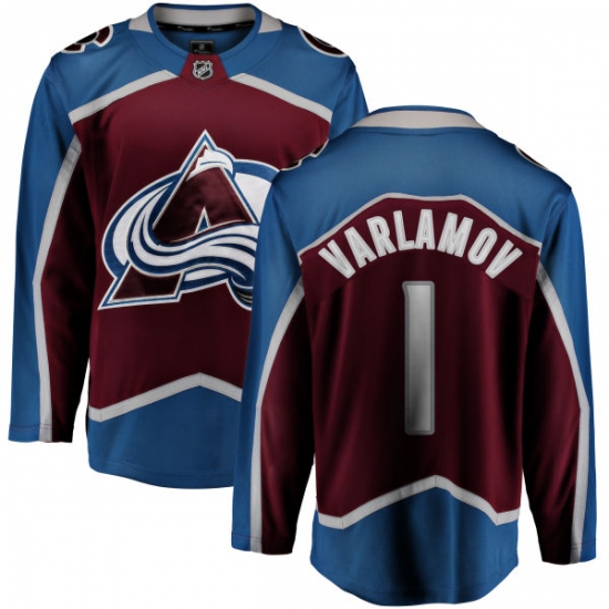 Youth Colorado Avalanche 1 Semyon Varlamov Fanatics Branded Maroon Home Breakaway NHL Jersey