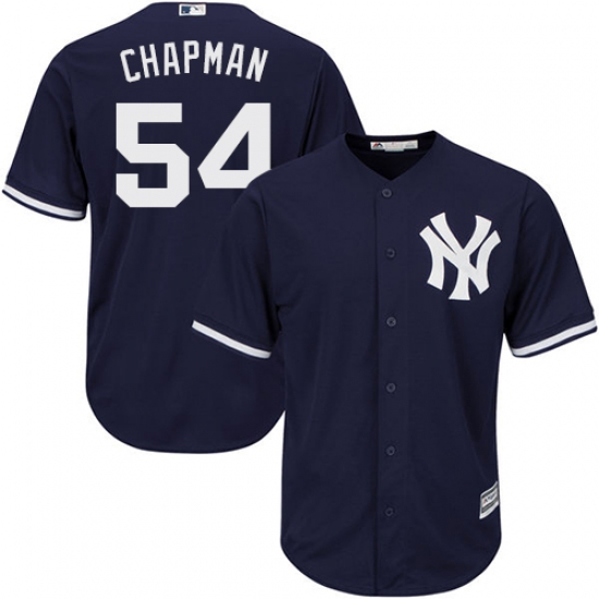 Youth Majestic New York Yankees 54 Aroldis Chapman Authentic Navy Blue Alternate MLB Jersey