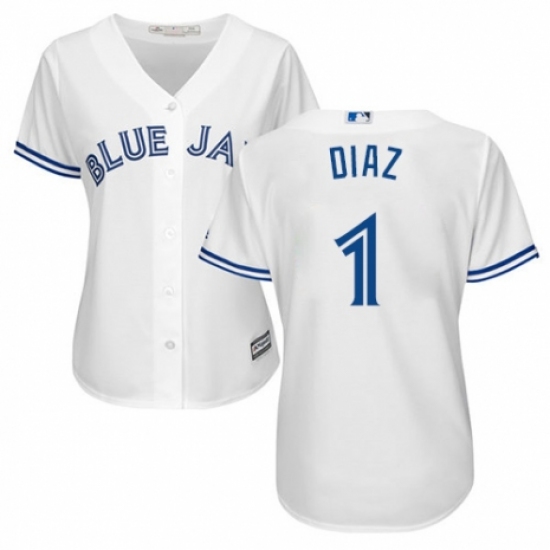 Women\'s Majestic Toronto Blue Jays 1 Aledmys Diaz Replica White Home MLB Jersey