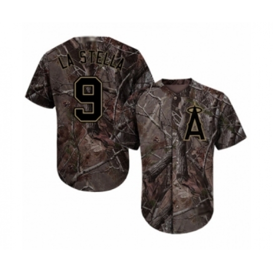 Men's Los Angeles Angels of Anaheim 9 Tommy La Stella Authentic Camo Realtree Collection Flex Base Baseball Jersey