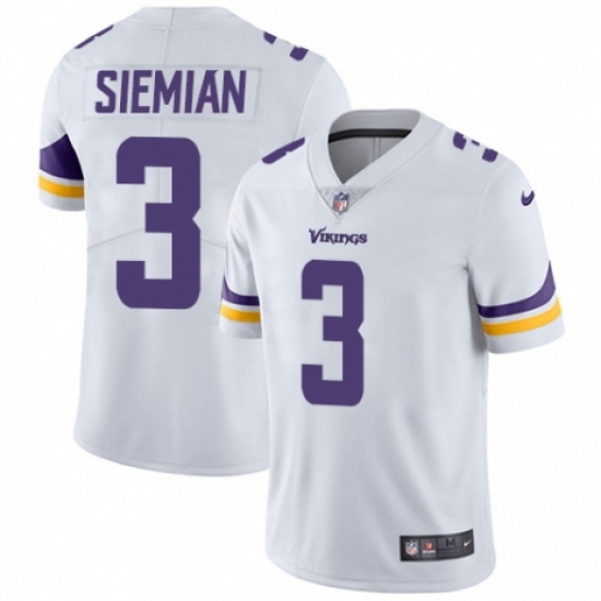 Men's Nike Minnesota Vikings 3 Trevor Siemian White Vapor Untouchable Limited Player NFL Jersey