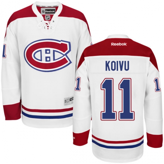 Women's Reebok Montreal Canadiens 11 Saku Koivu Authentic White Away NHL Jersey