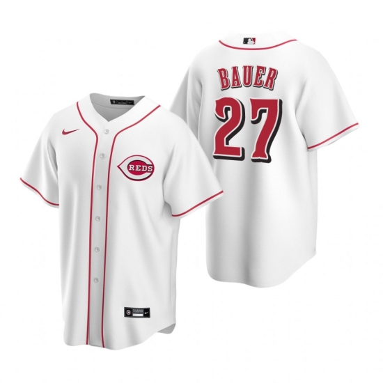 Men's Nike Cincinnati Reds 27 Trevor Bauer White Home Stitched Baseball Jersey