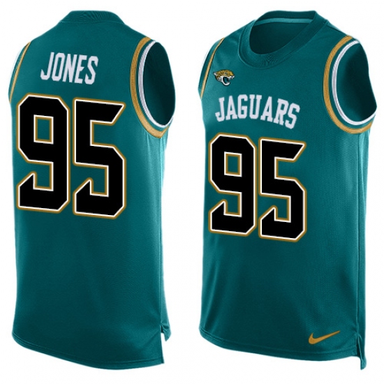 Men's Nike Jacksonville Jaguars 95 Abry Jones Limited Teal Green Player Name & Number Tank Top NFL Jersey