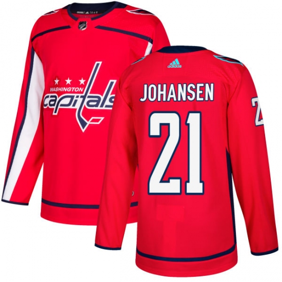 Men's Adidas Washington Capitals 21 Lucas Johansen Authentic Red Home NHL Jersey