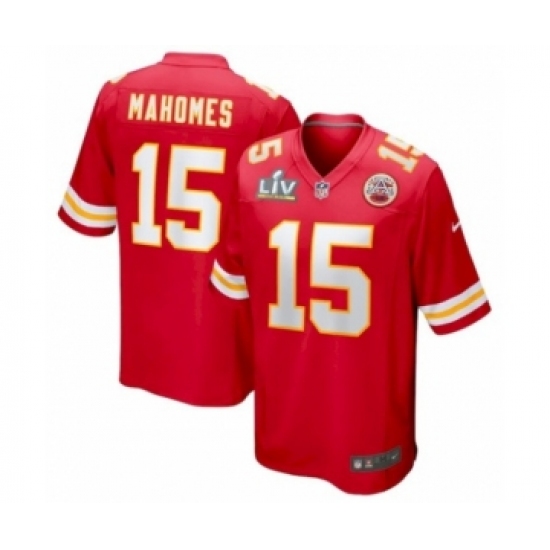 Men's Kansas City Chiefs 15 Patrick Mahomes Red Super Bowl LV game Jersey