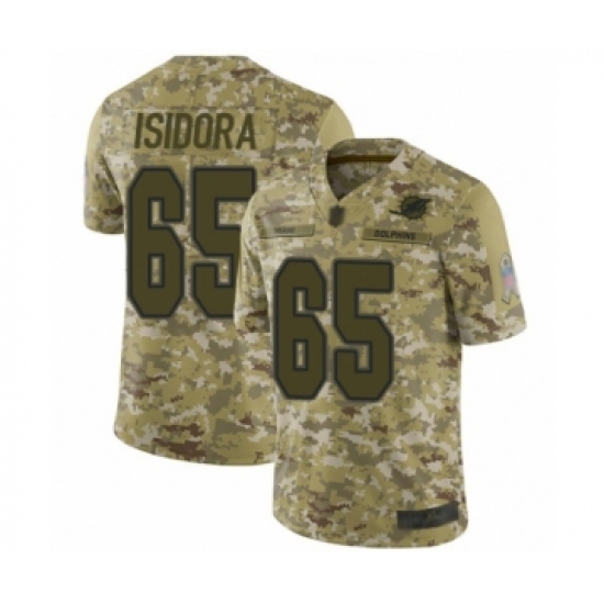 Youth Miami Dolphins 65 Danny Isidora Limited Camo 2018 Salute to Service Football Jersey