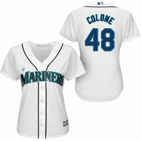 Women's Majestic Seattle Mariners 48 Alex Colome Replica White Home Cool Base MLB Jersey