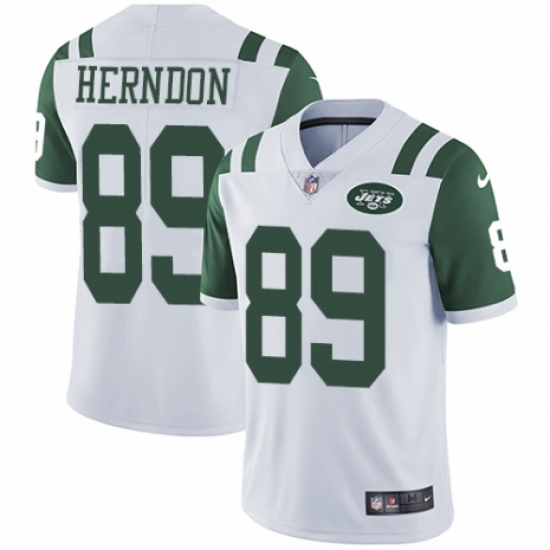 Youth Nike New York Jets 89 Chris Herndon White Vapor Untouchable Limited Player NFL Jersey