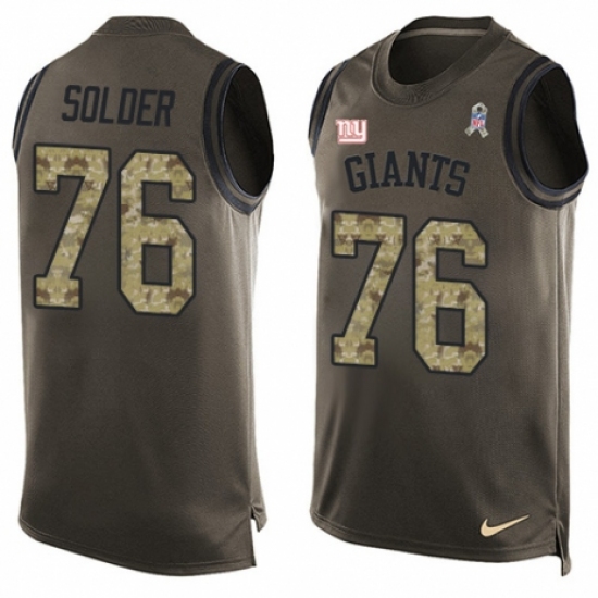 Men's Nike New York Giants 76 Nate Solder Limited Green Salute to Service Tank Top NFL Jersey