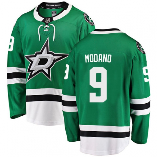 Youth Dallas Stars 9 Mike Modano Authentic Green Home Fanatics Branded Breakaway NHL Jersey