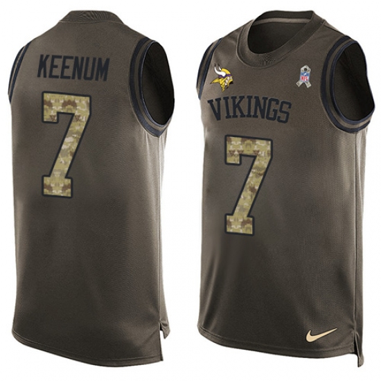 Men's Nike Minnesota Vikings 7 Case Keenum Limited Green Salute to Service Tank Top NFL Jersey