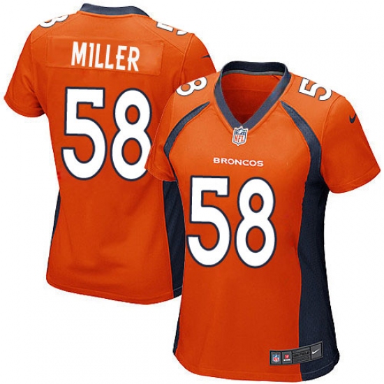 Women's Nike Denver Broncos 58 Von Miller Game Orange Team Color NFL Jersey