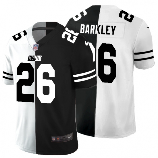 Men's New York Giants 26 Saquon Barkley Black White Limited Split Fashion Football Jersey