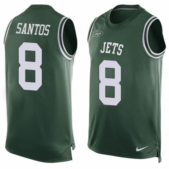 Men's Nike New York Jets 8 Cairo Santos Limited Green Player Name & Number Tank Top NFL Jersey