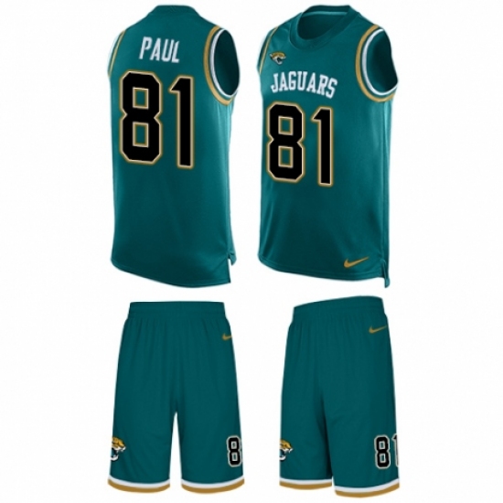 Men's Nike Jacksonville Jaguars 81 Niles Paul Limited Teal Green Tank Top Suit NFL Jersey